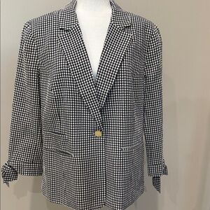 Anne Klein Sport Checkered Blazer with Gold Button